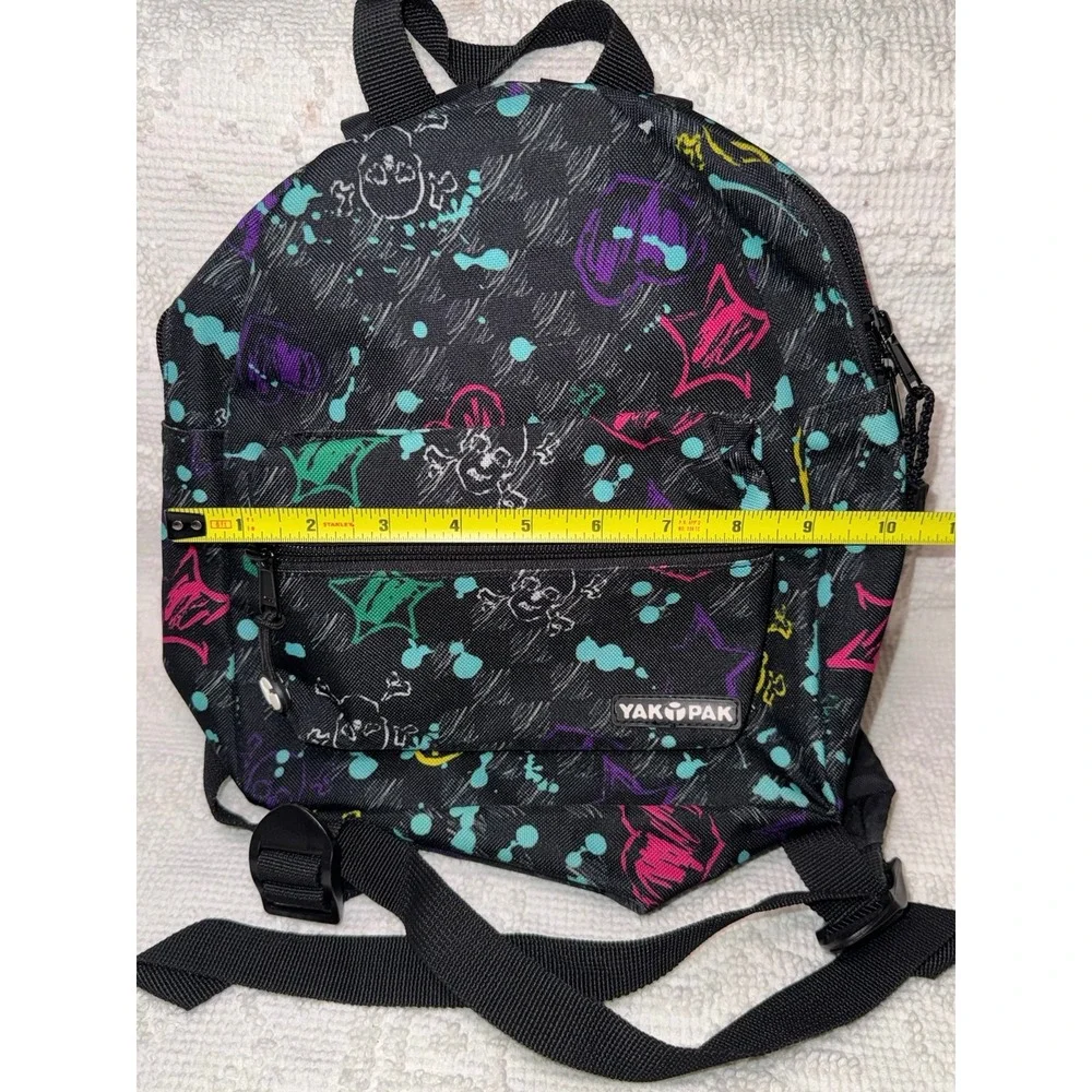 Yak Pak Mini Backpack Graffiti Skull Print Black Neon Small Daypack Streetwear